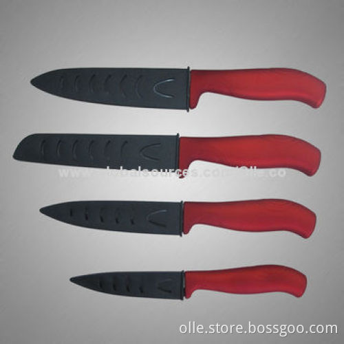 Black Blade Ceramic Knife with Red Metallic Painting ABS Handle
